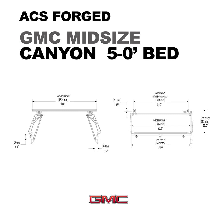 Leitner Designs ACS Forged Tonneau | 2015 to 2023 GMC Canyon 5'0" Bed Bed Racks