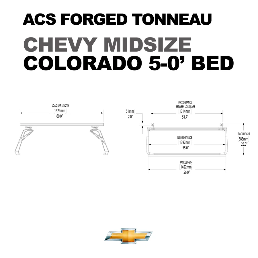 Leitner Designs ACS Forged Tonneau | 23+ Chevrolet Colorado 5'0" Bed Bed Racks