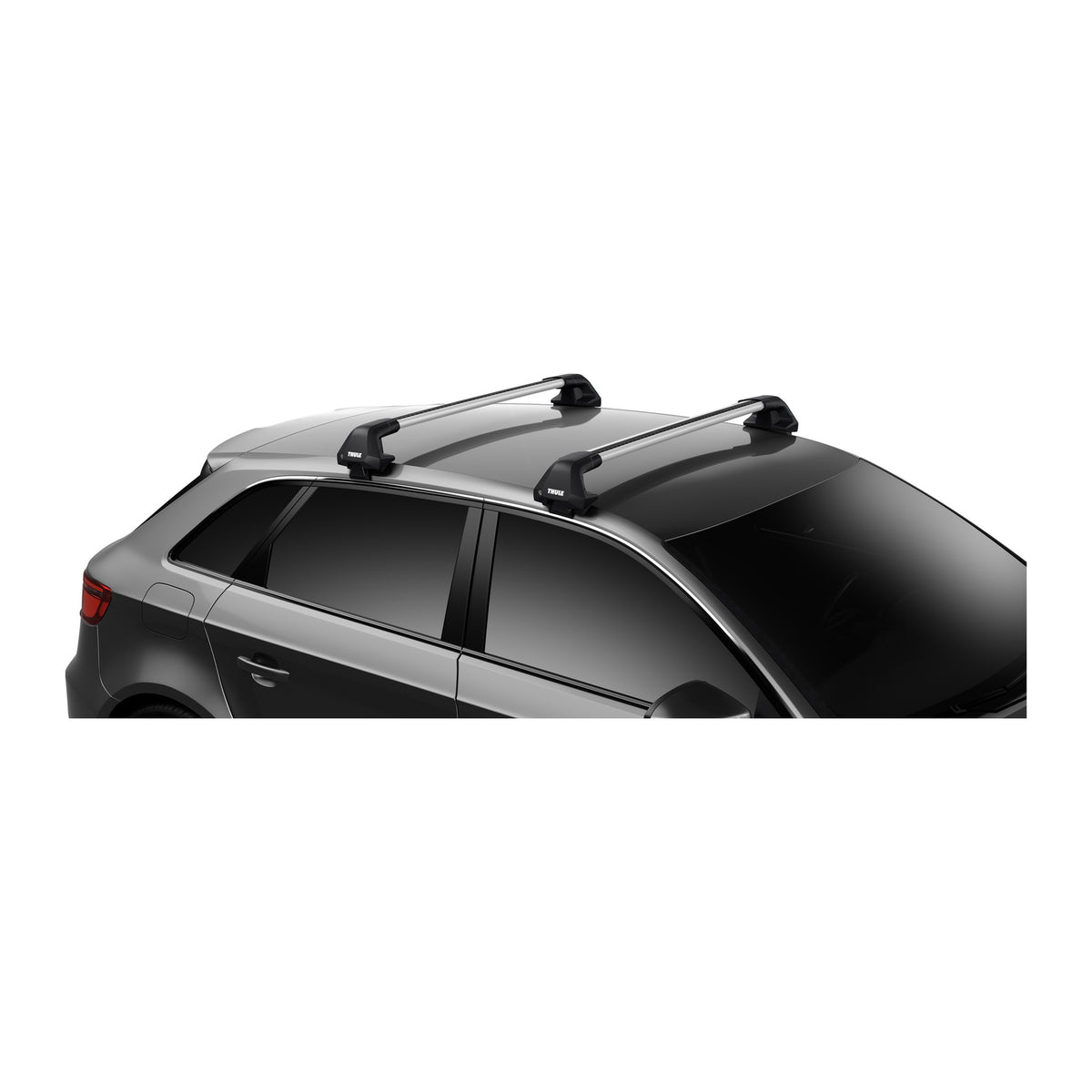 Thule WingBar Edge roof rack in aluminum on a bare roof