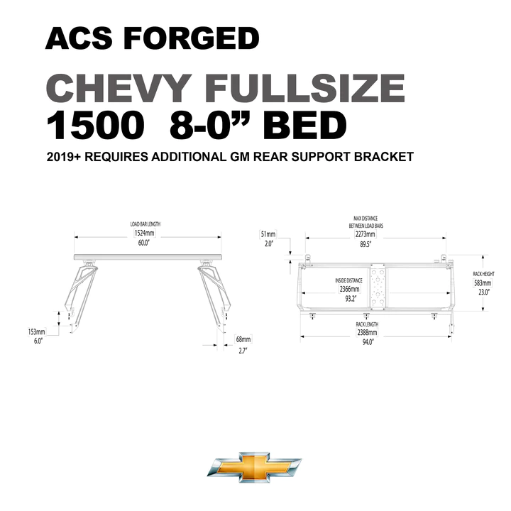 Leitner Designs ACS Forged | 07-22 Chevrolet Silverado 1500 8' Bed Bed Rack Kit - Modula Racks