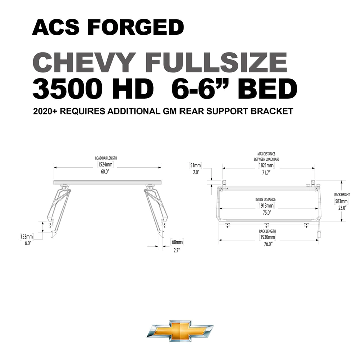 Leitner Designs ACS Forged | 07-19 Chevrolet Silverado 3500HD 6'6" Bed Bed Rack Kit - Modula Racks