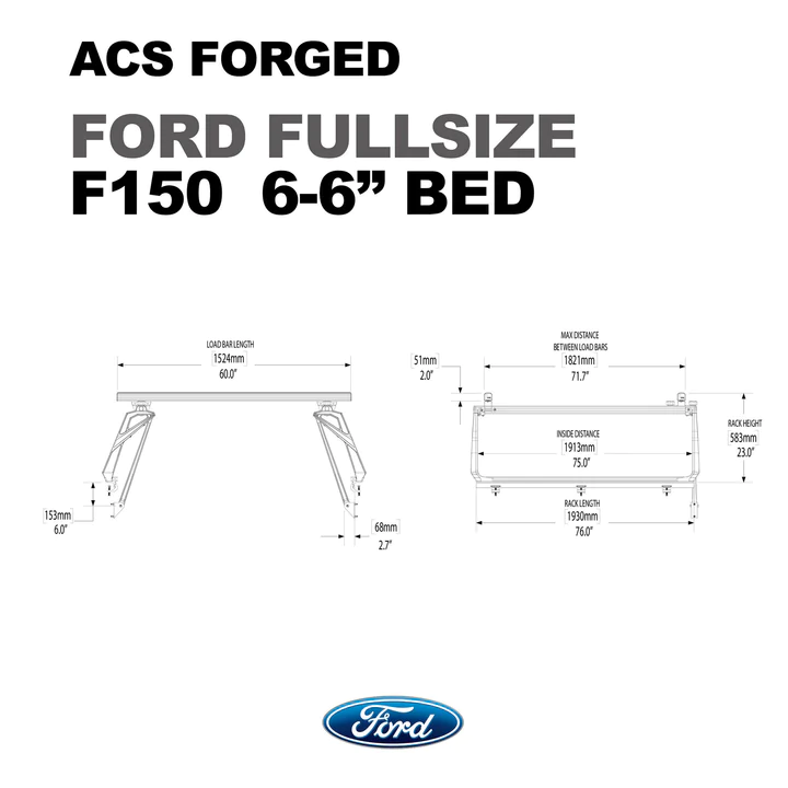 Leitner Designs ACS Forged | 04-22 Ford F150 6'6" Bed Bed Rack Kit - Modula Racks