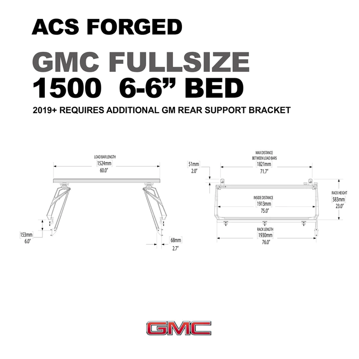Leitner Designs ACS Forged | 19-22 GMC Sierra 1500 6'6" Bed Bed Rack Kit - Modula Racks