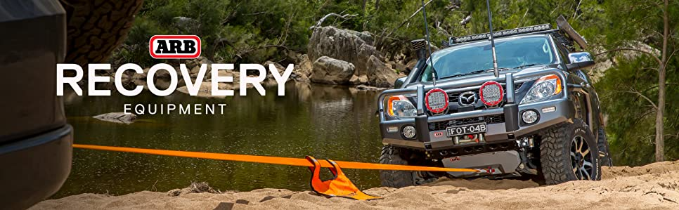 ARB Recovery Strap; Snatch Strap; 2-3/8 Inch x 30 Foot; 17,500 Pound Capacity; Without Sleeve; Orange; Nylon - Modula Racks