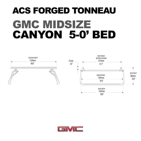 Leitner Designs ACS Forged Tonneau | 23+ GMC Canyon 5'0" Bed Bed Racks
