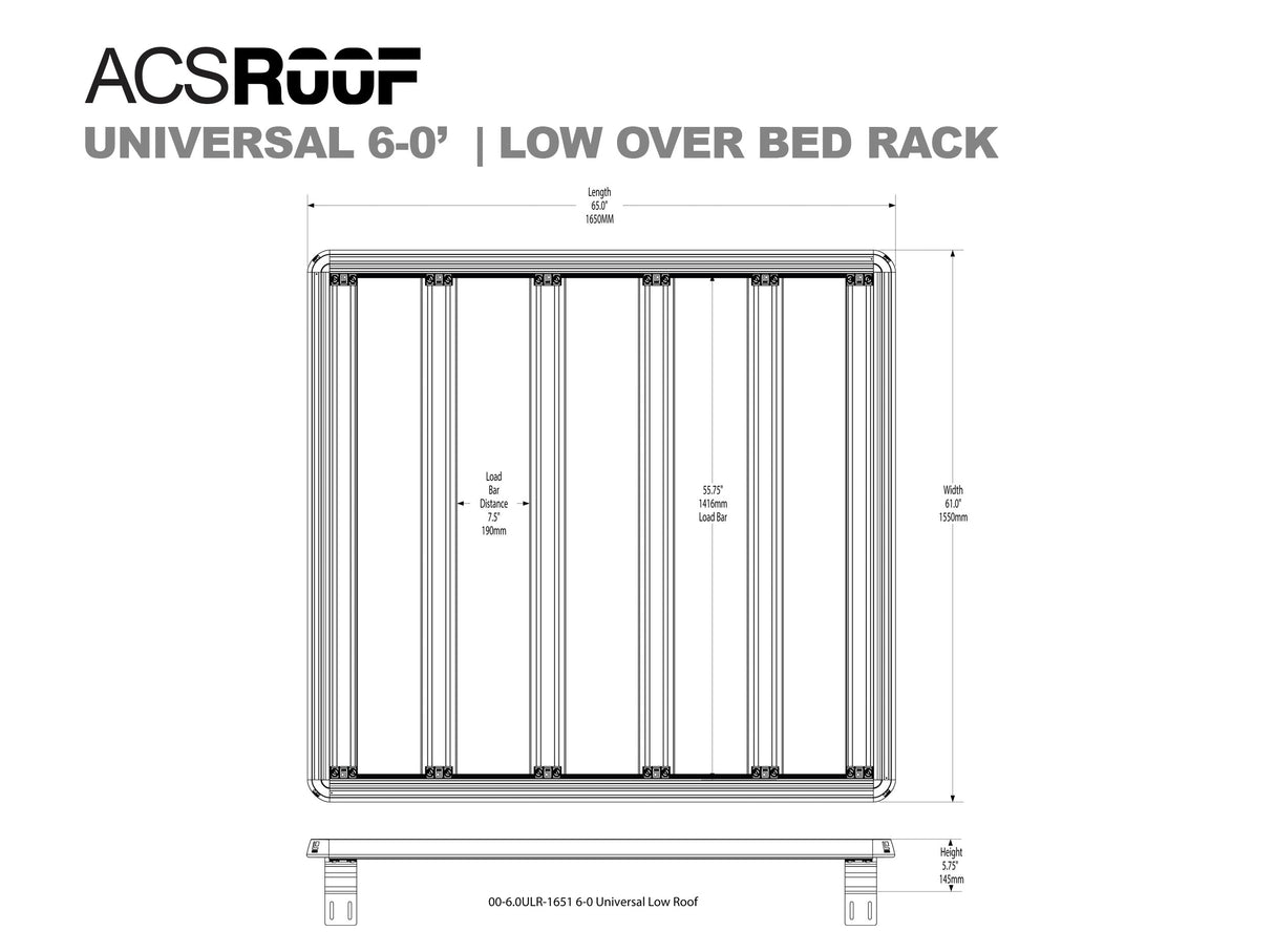 Leitner Designs ACS ROOF | Universal Platform Bed Rack | Midsize Trucks Bed Racks - Modula Racks