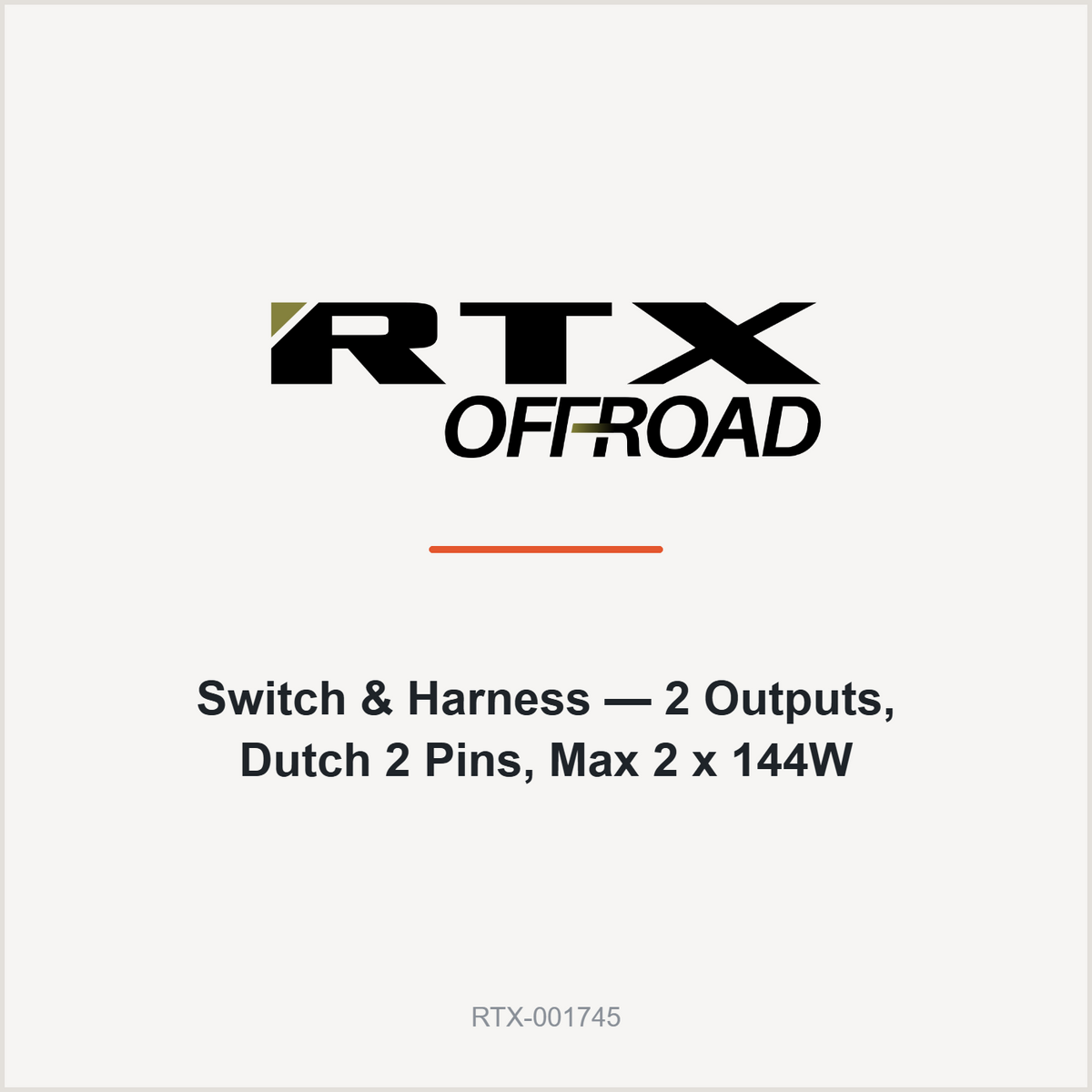 RTX Switch & Harness — 2 Outputs, Dutch 2 Pins, Max 2 x 144W