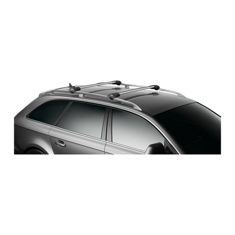 Thule WingBar Edge roof rack in aluminum on raised rails