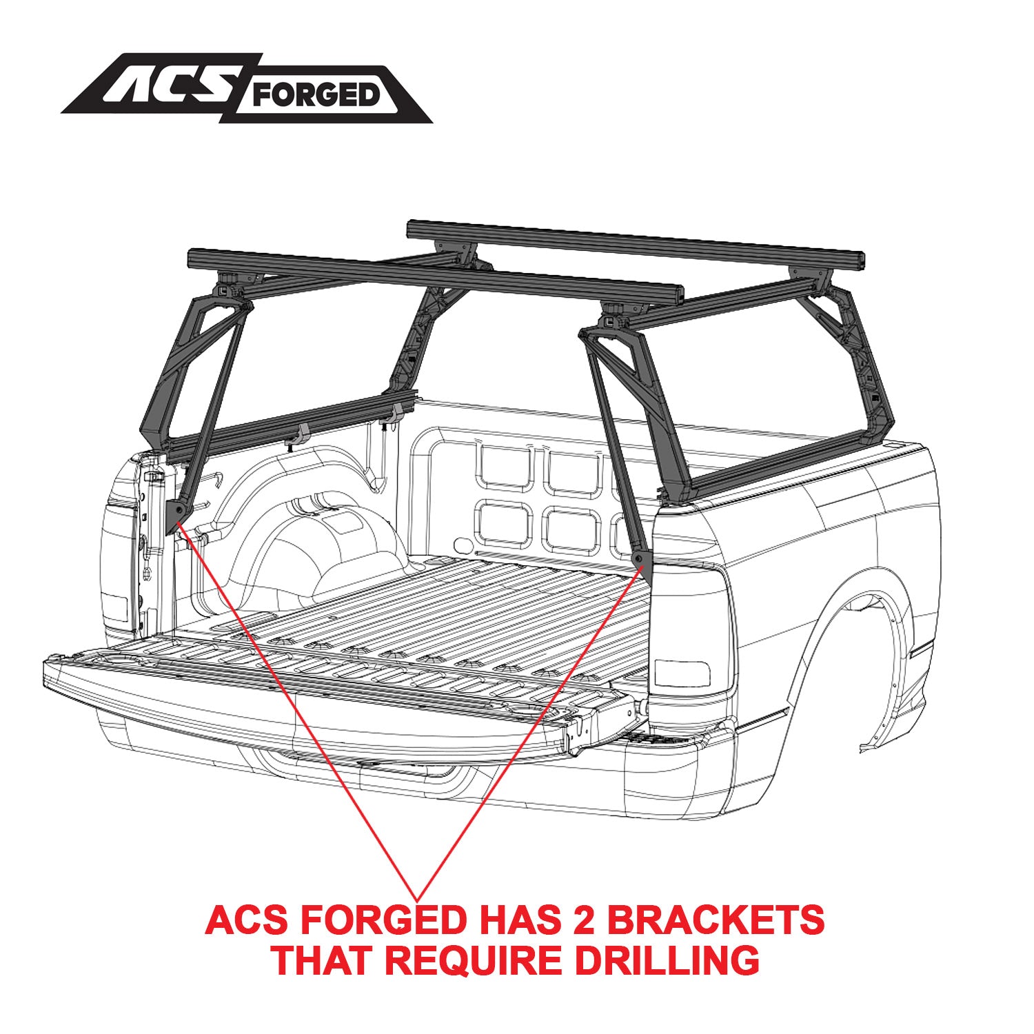 Leitner Designs ACS Forged | 99-22 Ford F250 8' Bed Bed Rack - Modula Racks