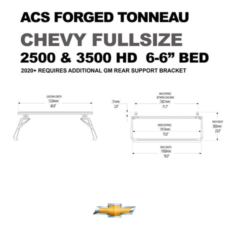 Leitner Designs ACS Forged Tonneau | 07-19 Chevrolet Silverado 2500-3500 6'6" Bed Bed Rack Kit - Modula Racks