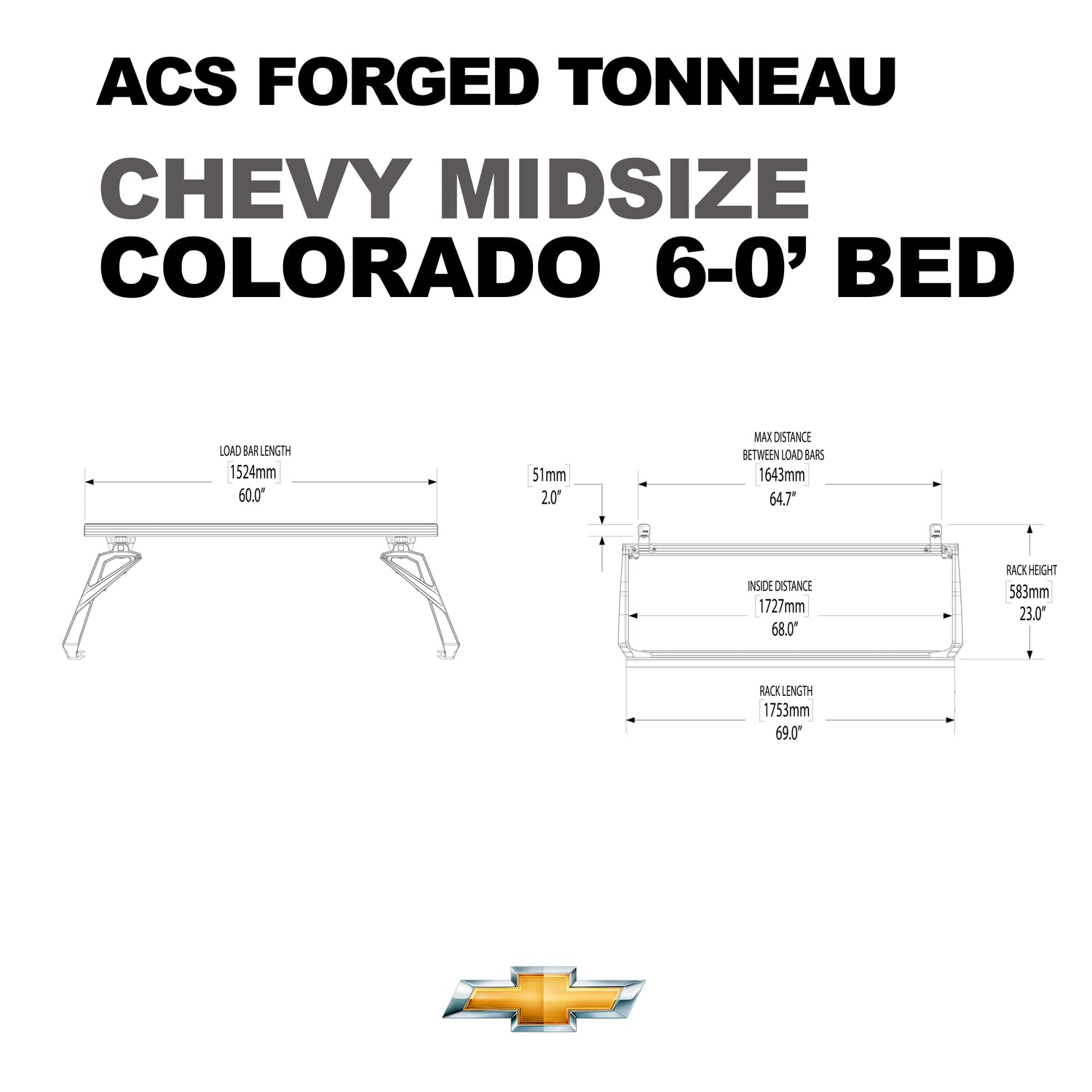 Leitner Designs ACS Forged Tonneau | 15-22 Chevrolet Colorado 6'0" Bed Bed Rack Kit - Modula Racks