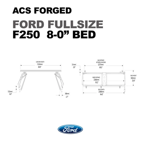 Leitner Designs ACS Forged | 99-22 Ford F250 8' Bed Bed Rack Kit - Modula Racks