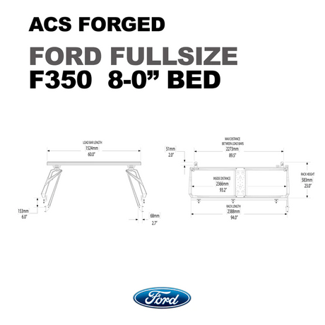 Leitner Designs ACS Forged | 04-22 Ford F350 8' Bed Bed Rack Kit - Modula Racks