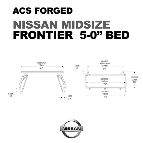 Leitner Designs ACS Forged | 05-21 Nissan Frontier 5'0" Bed Bed Rack Kit - Modula Racks