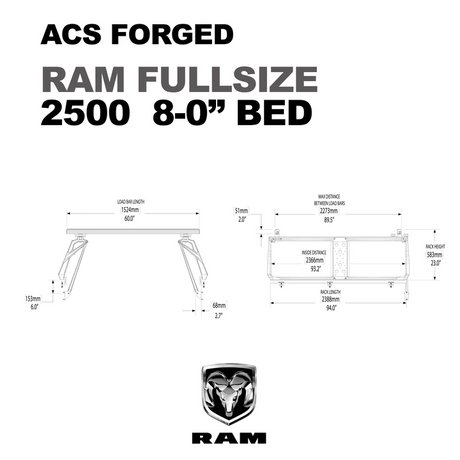 Leitner Designs ACS Forged | 02-22 Dodge RAM 2500 8' Bed Bed Rack Kit - Modula Racks
